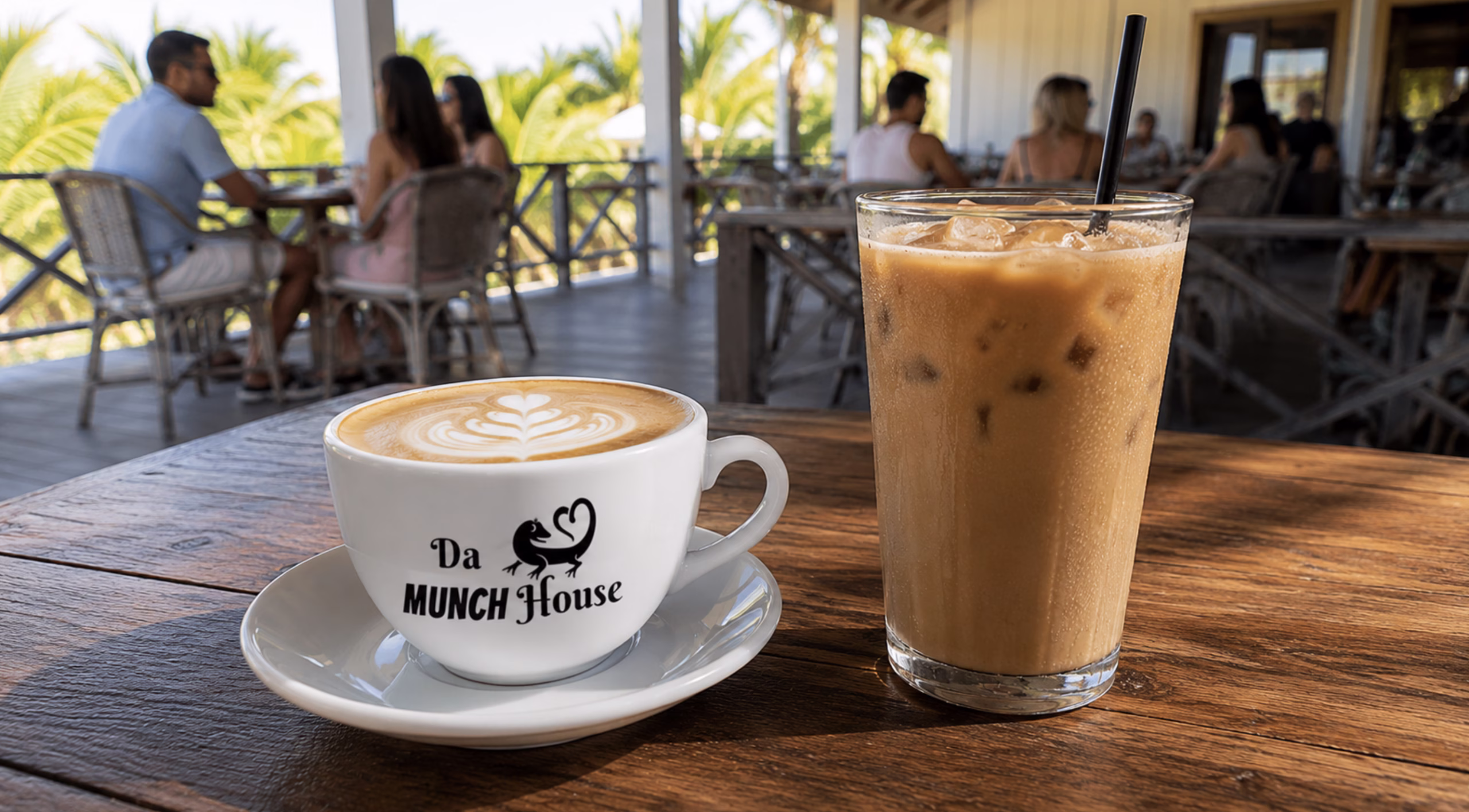 Coffee with breakfast at Da MUNCH House in Secret Beach Belize